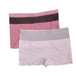 Womens Pink Polka Dot Pull On High Waist Boyshorts Panty Size Medium 2 Piece